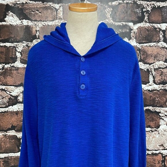 Vince Men's Sweater Lightweight Pullover Hoodie Buttons Blue Size X Large XL - Picture 7 of 13